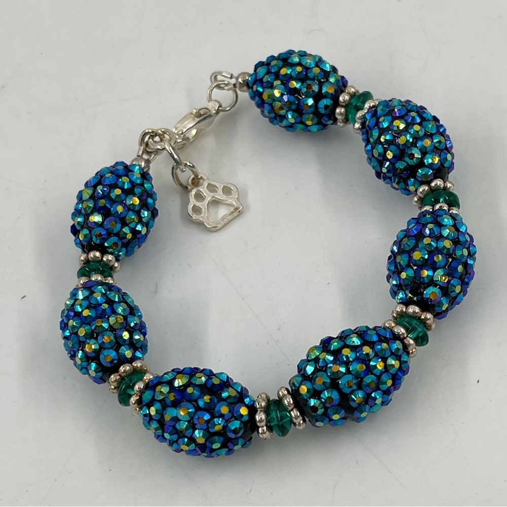 Swarovski Crystals Dk Blue Aurora Borealis Cluster Bracelet